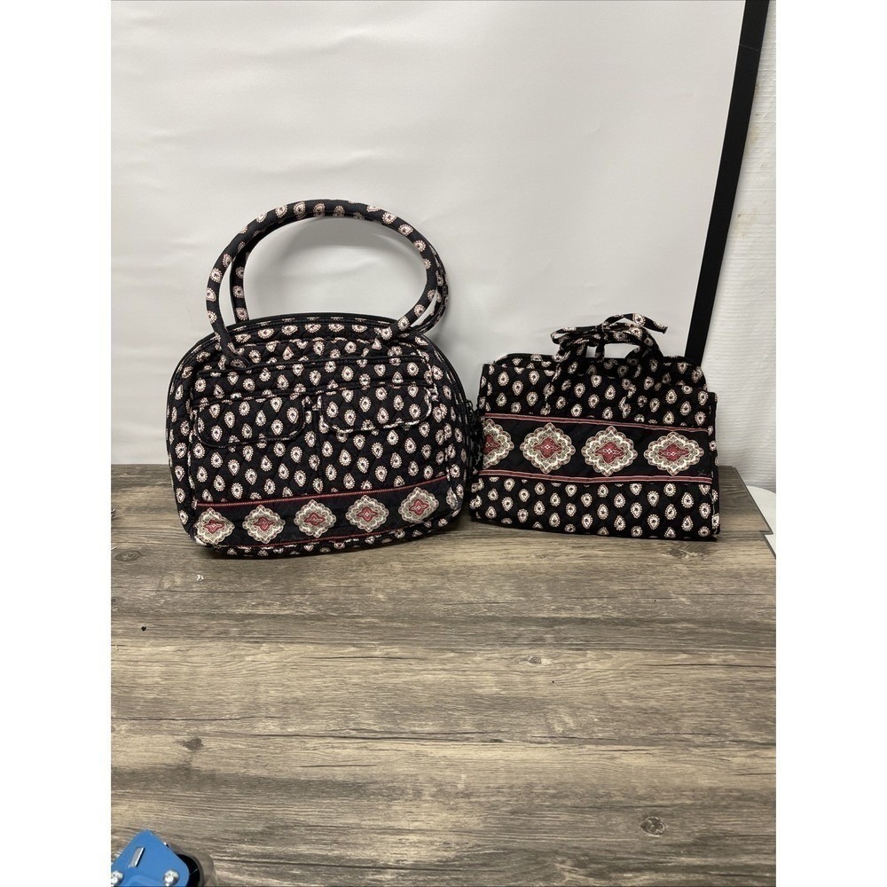 Vera Bradley Quilted Handbag & Hanging Travel Organizer Medallion Print Set